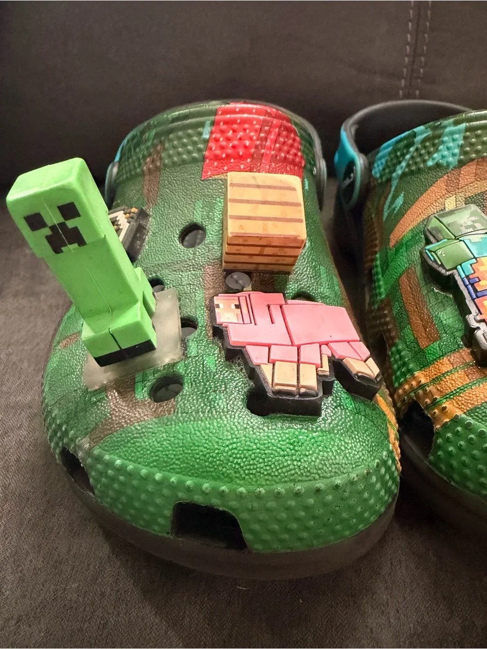 Kids Green Minecraft-Themed Crocs